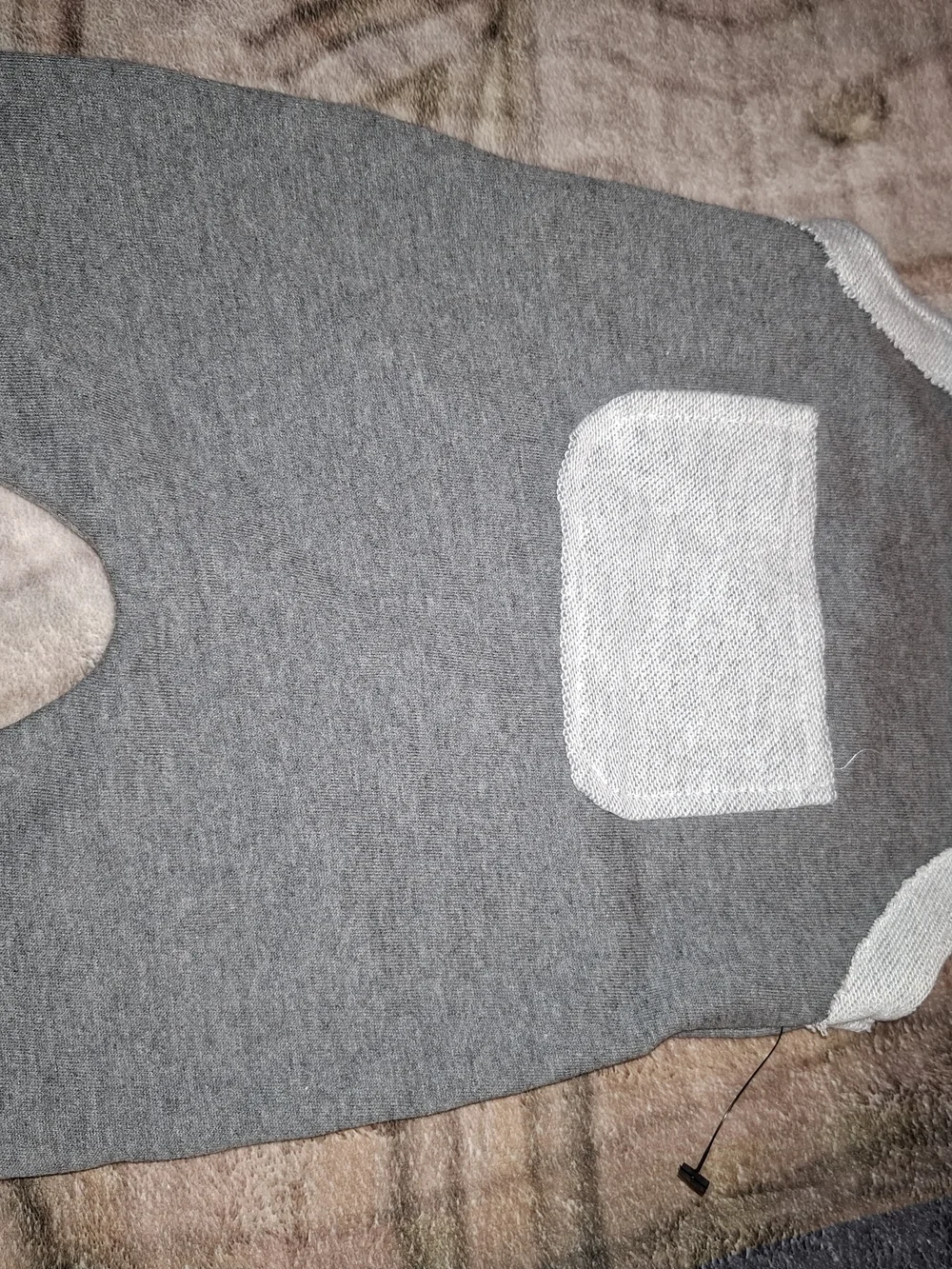 Men's Gray Knit Sweater with White Patch Detail